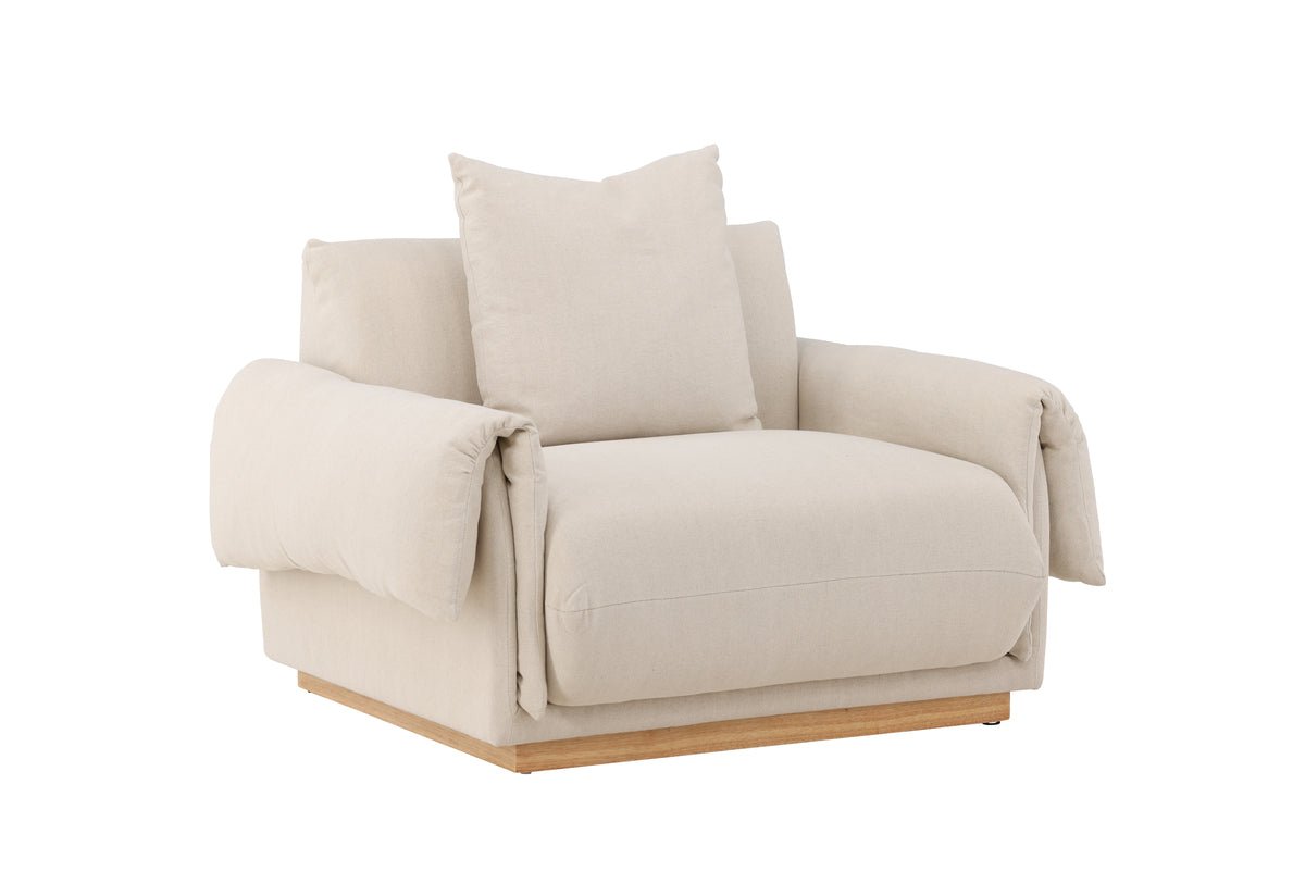 Armchair Möllner - made of oak wood with linen cover