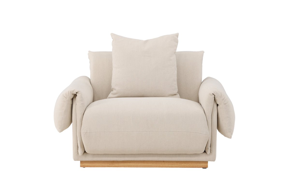 Armchair Möllner - made of oak wood with linen cover
