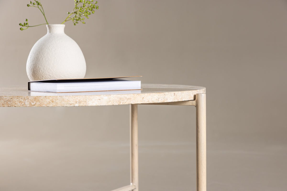 Coffee table/side table Sandelo - with tabletop made of stone