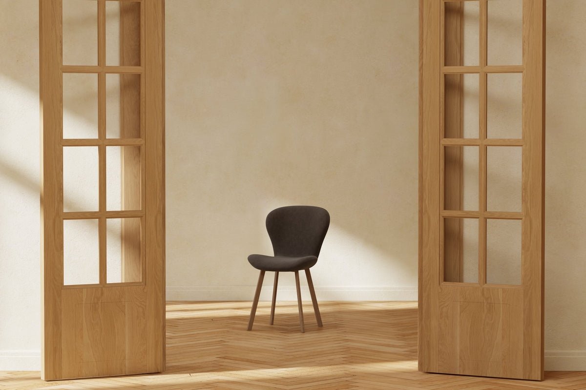 Set of 2 - Dining Chair Elli in Brown with Metal Legs