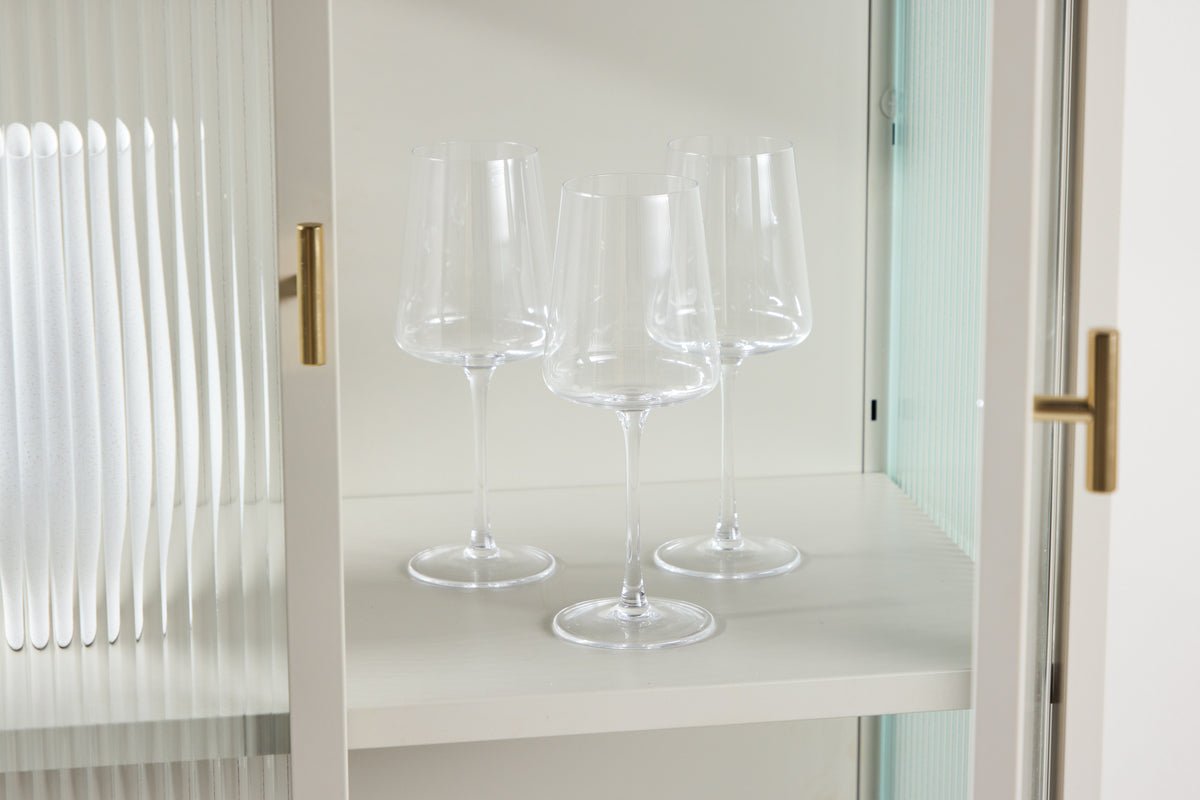 Chest of drawers/display cabinet Lenora – Beige, modern-classy with retro accent