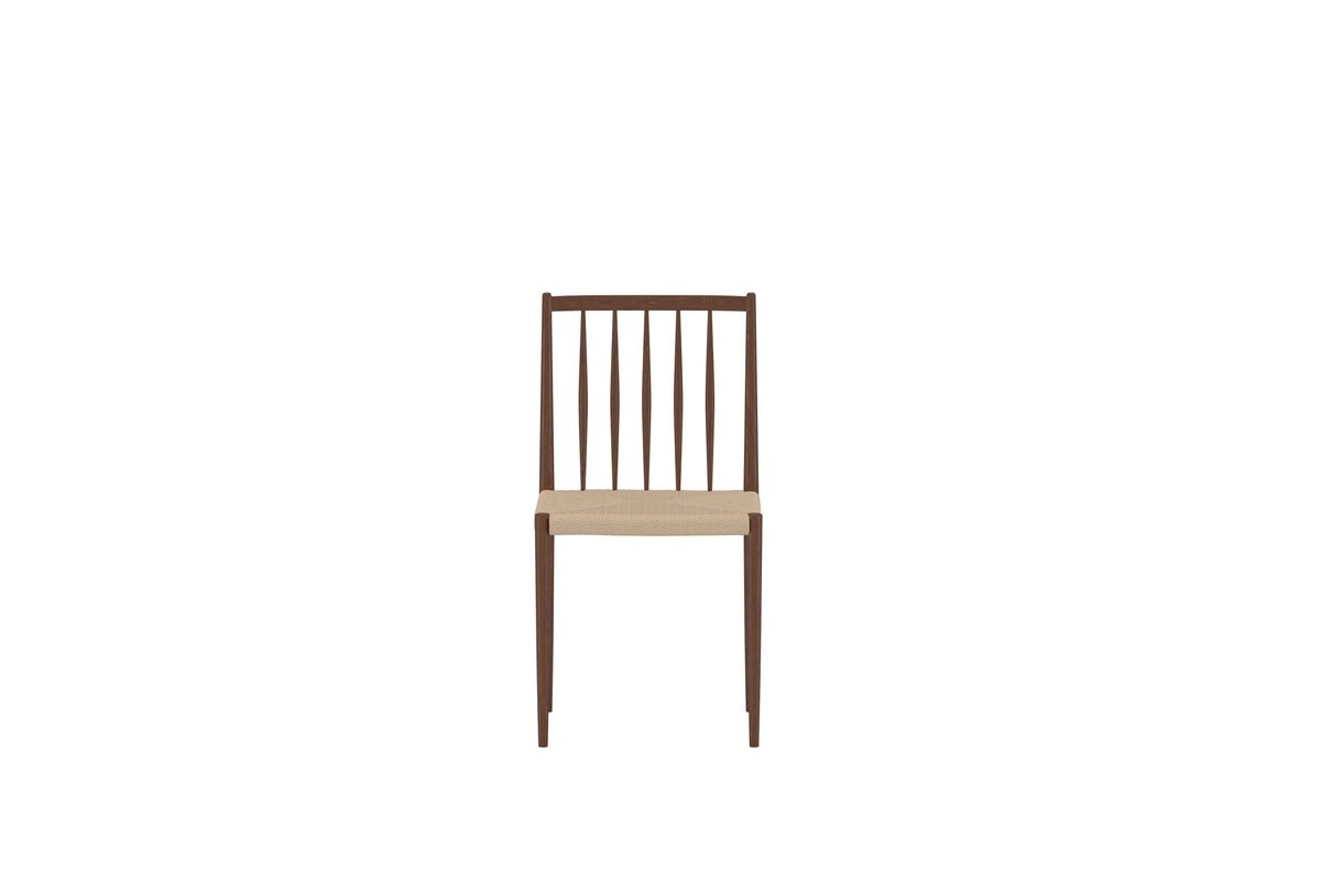 Set of 2 - Dining Chair Wendi in Wood Look with Woven Seat