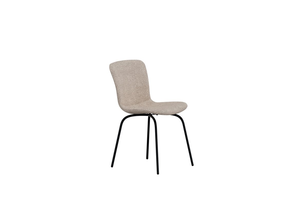 Set of 2 - Dining Chair Leo in Beige with Black Legs