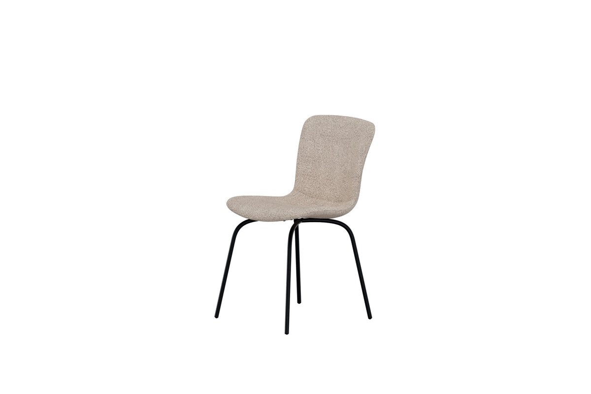 Set of 2 - Dining Chair Leo in Beige with Black Legs