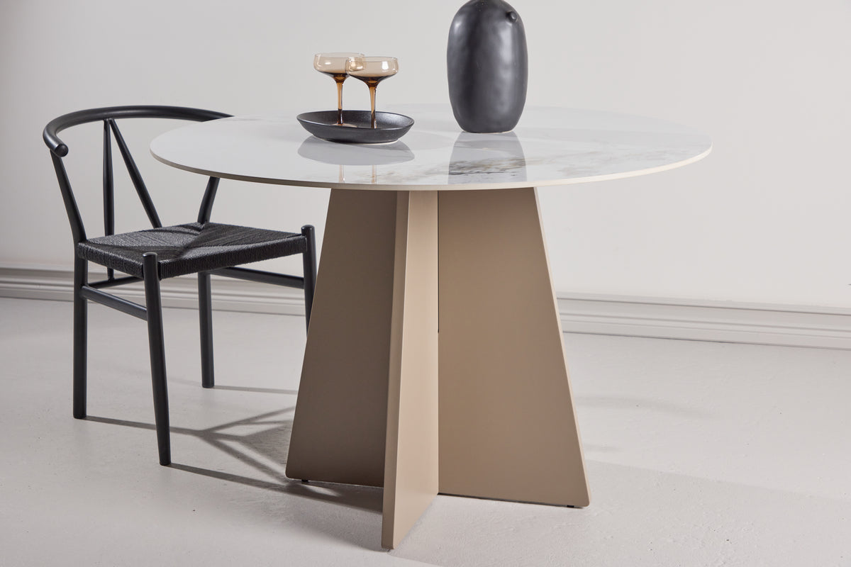 Dining table Maris - made of sintered stone in beige marble look