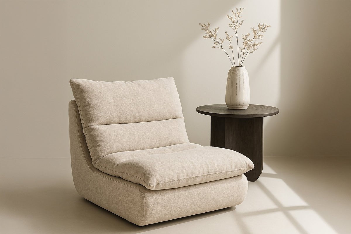 Lounge Armchair Selona - Upholstered Chair Made of Linen Blend