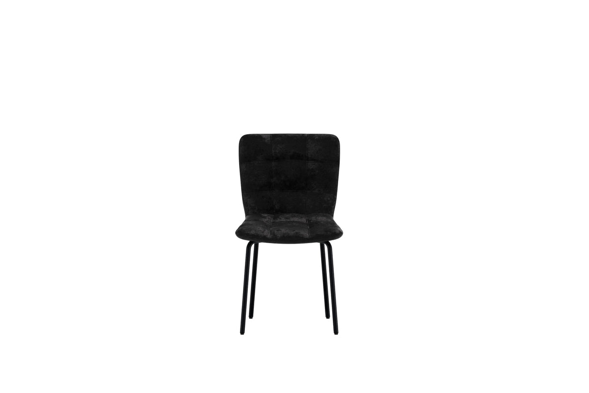 Set of 2 - Dining Chair Dustin made of Velvet in Black with Metal Legs