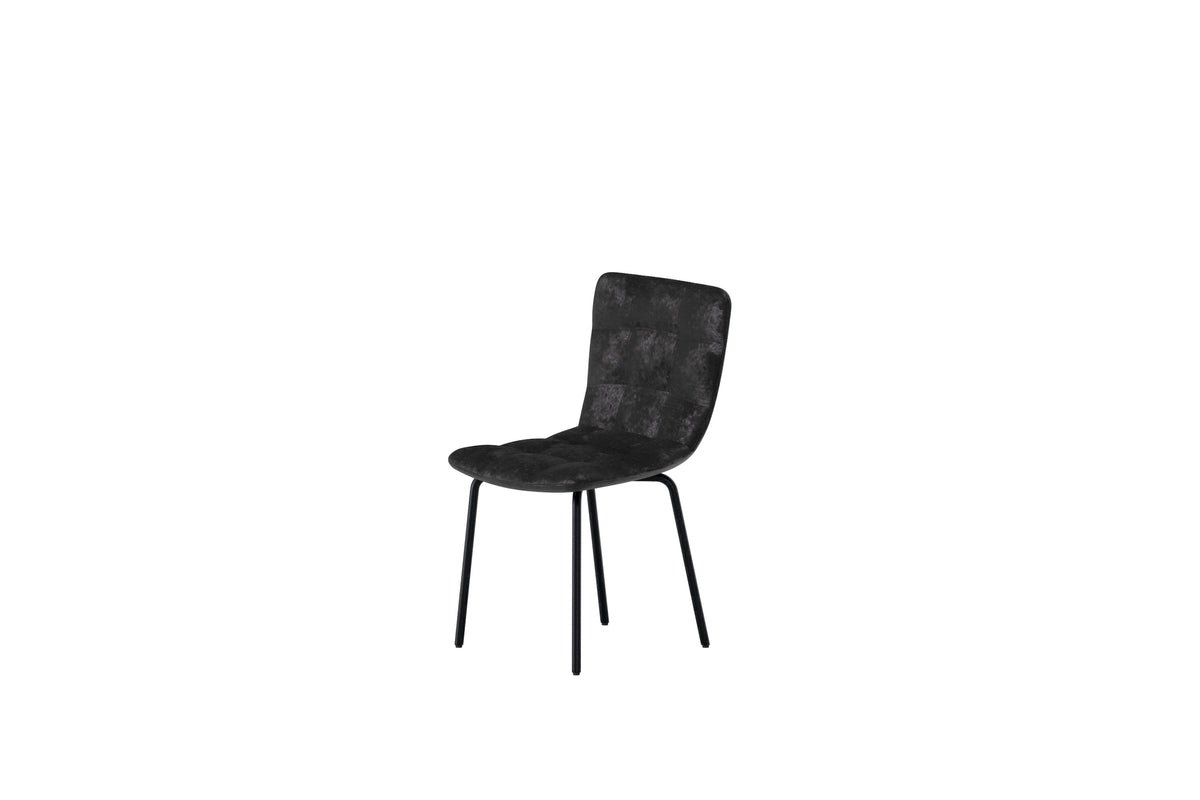 Set of 2 - Dining Chair Dustin made of Velvet in Black with Metal Legs