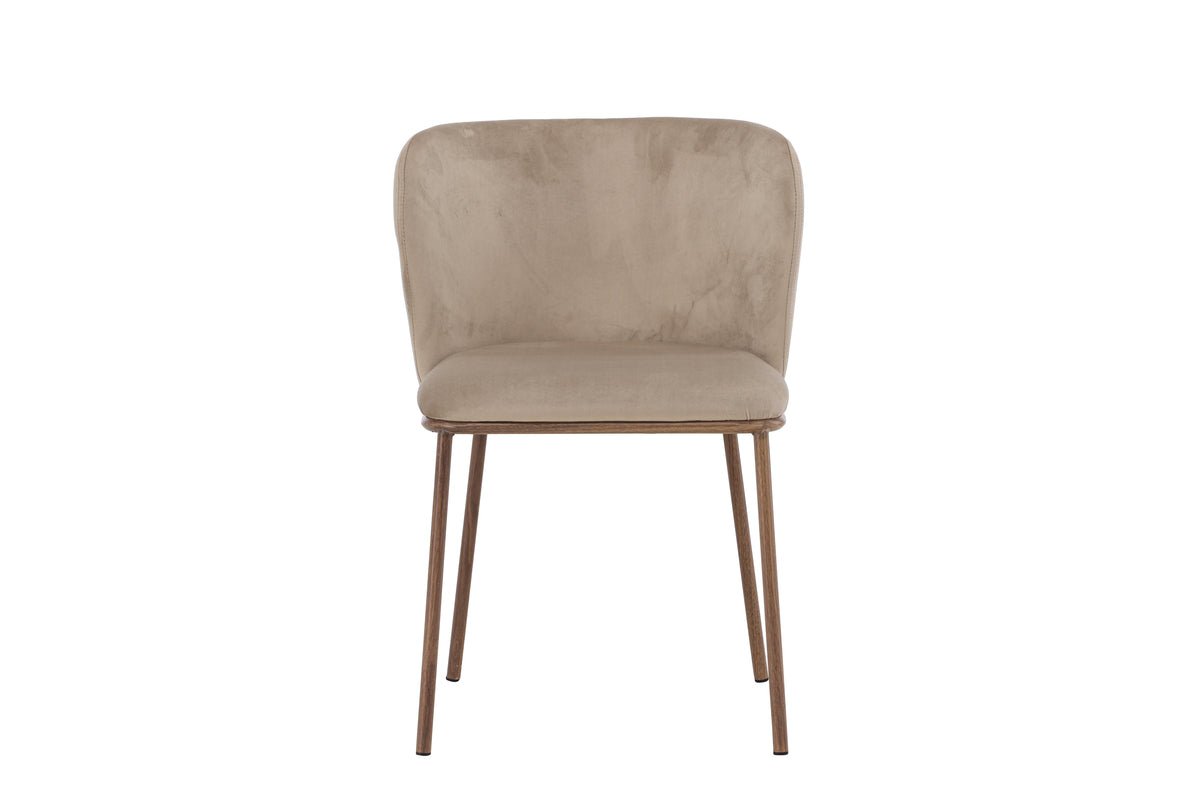 2-piece set - Chair Coffee with soft, beige velvet fabric