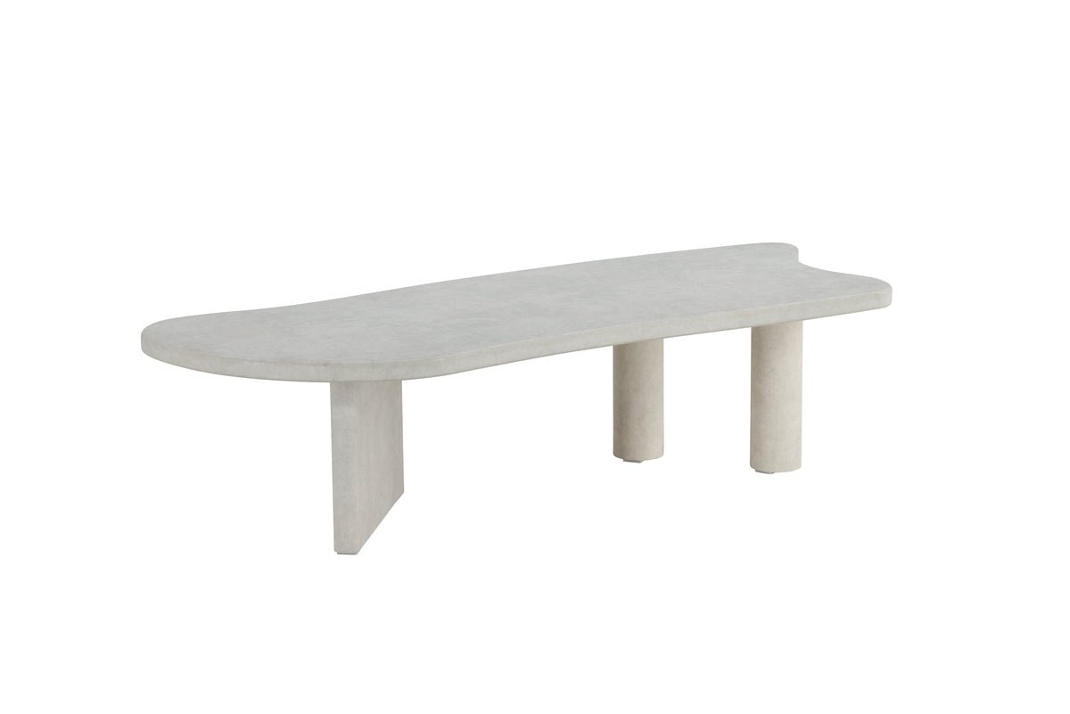 Couchtisch Adam -  in Betonoptik Hellgrau mit asymmetrischem Design