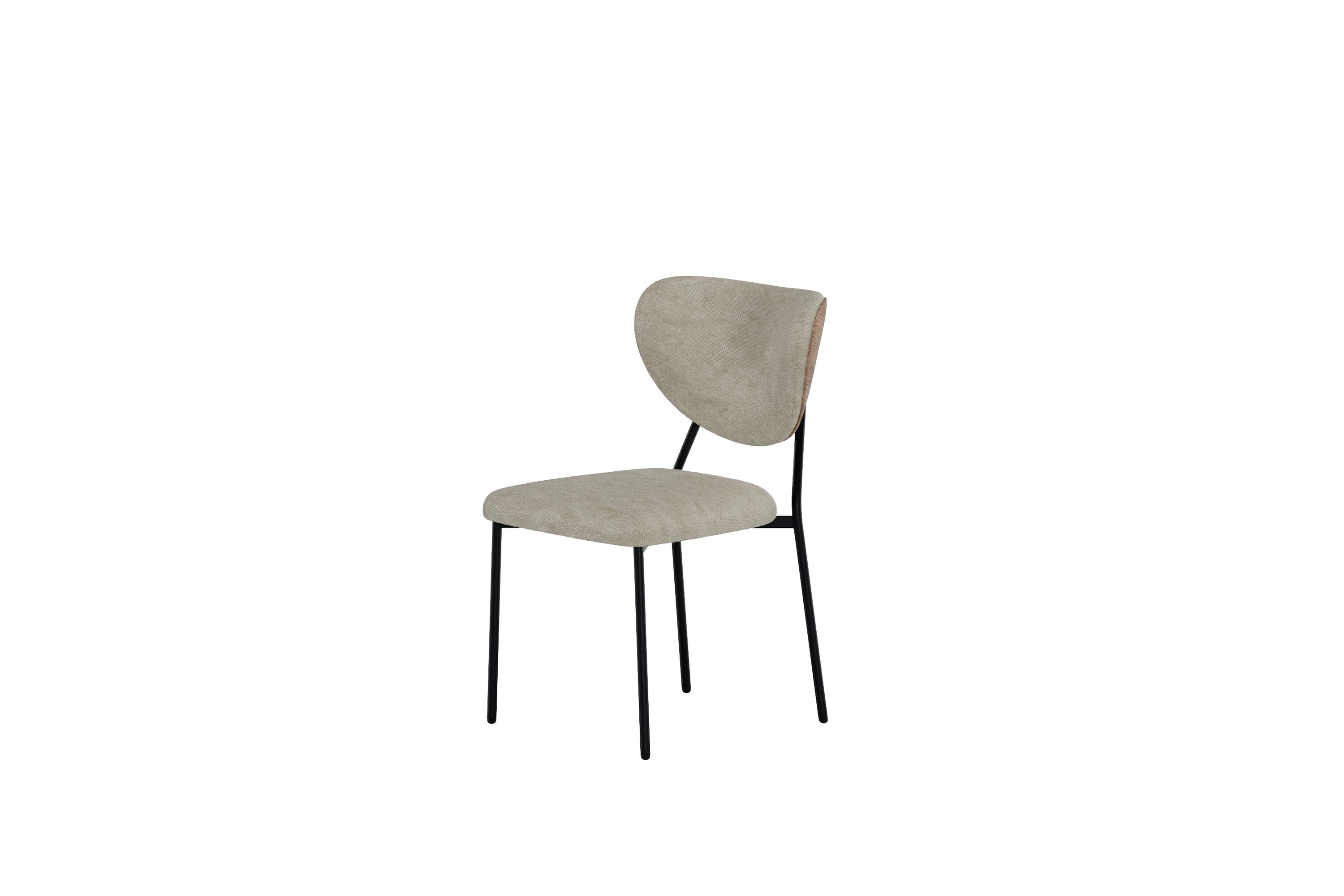 Set of 2 - Chair Norela with beige velvet fabric