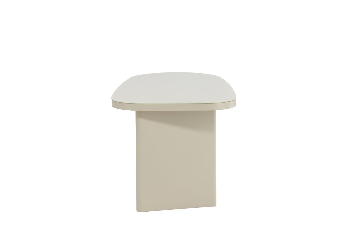 Couchtisch/Beistelltisch Sonaro – 70 × 45 cm in Beige mit Glasplatte