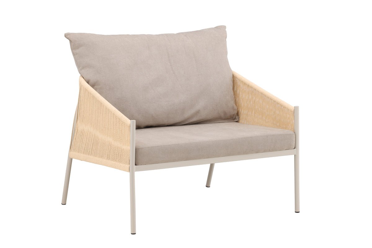 Sessel Jupiter - in Beige mit Leinenstruktur
