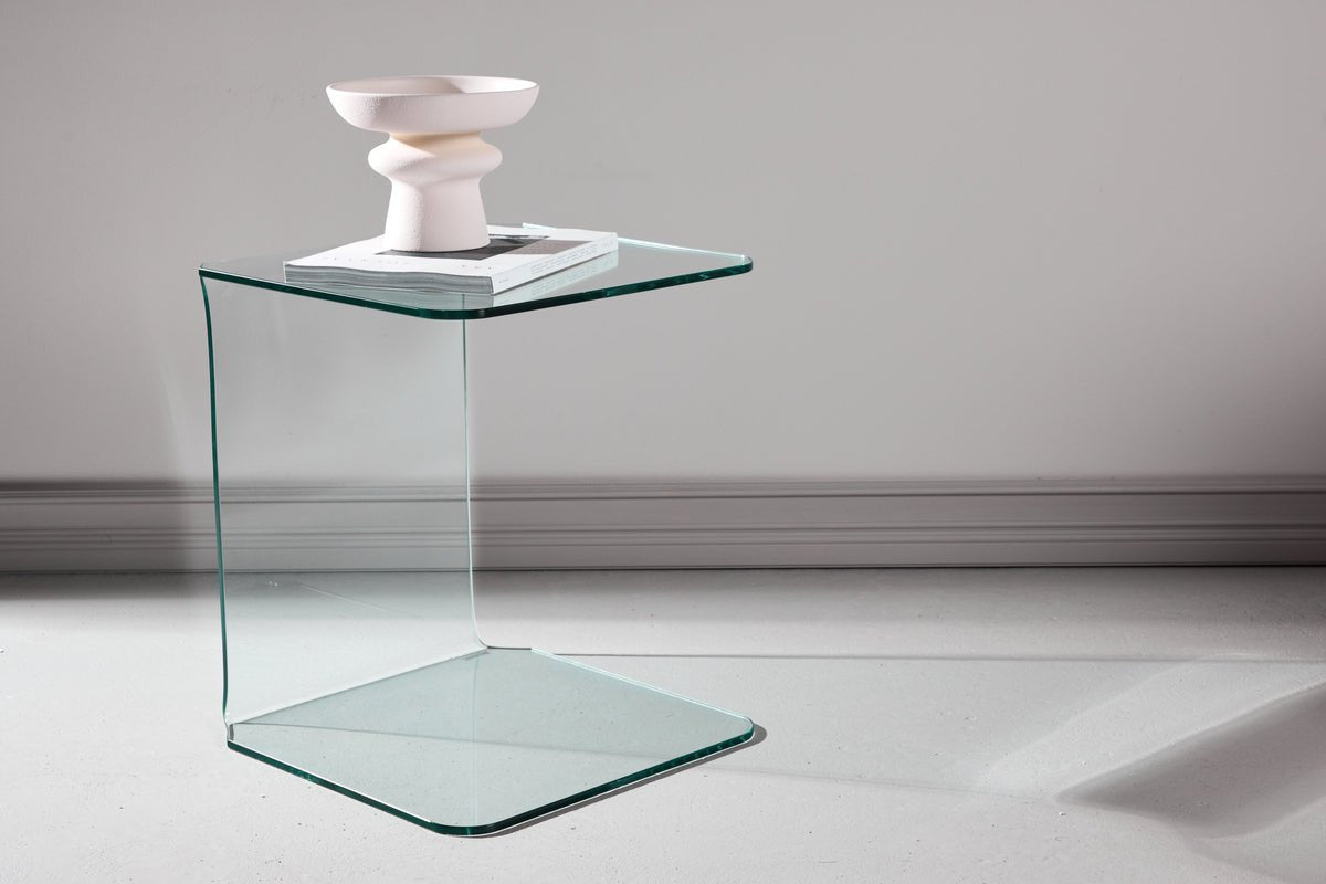Side table Vetro – 45 × 45 cm in clear glass