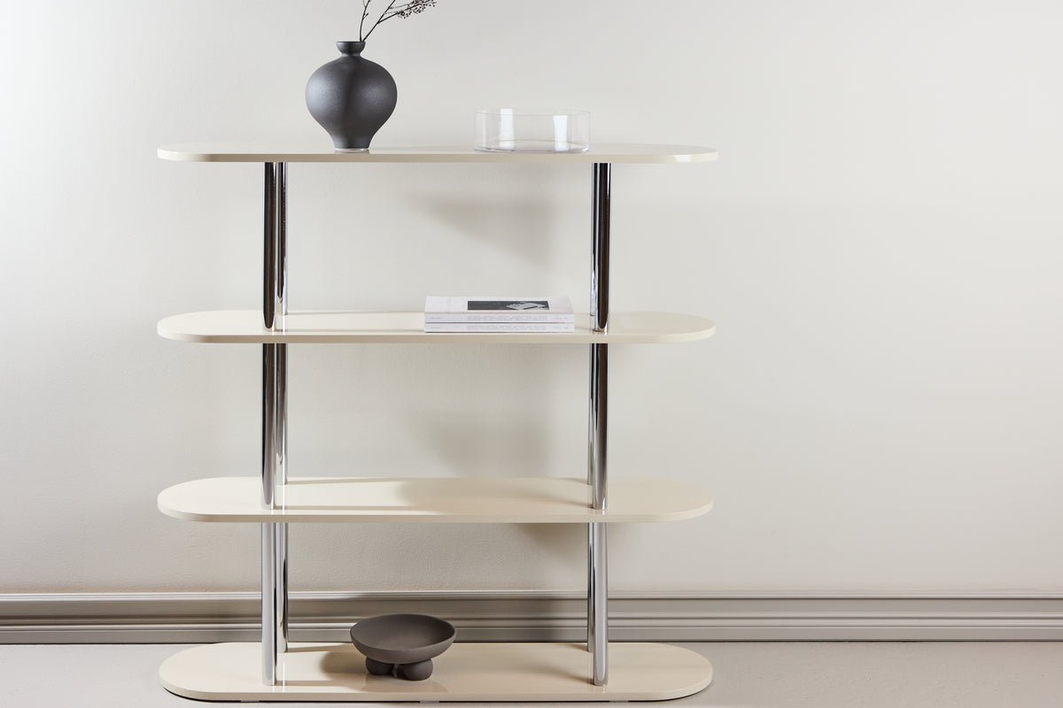 Shelf Marano – White with chrome struts in modern design