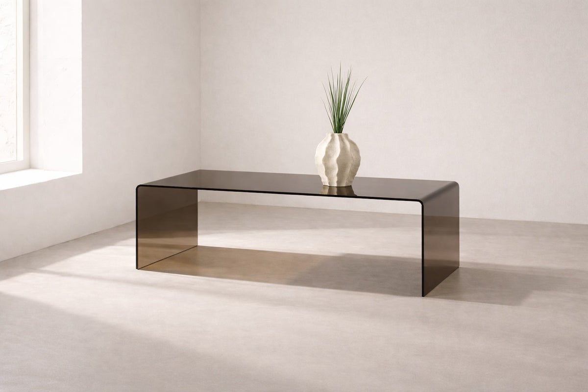Side Table Jorena - made of curved, brown glass