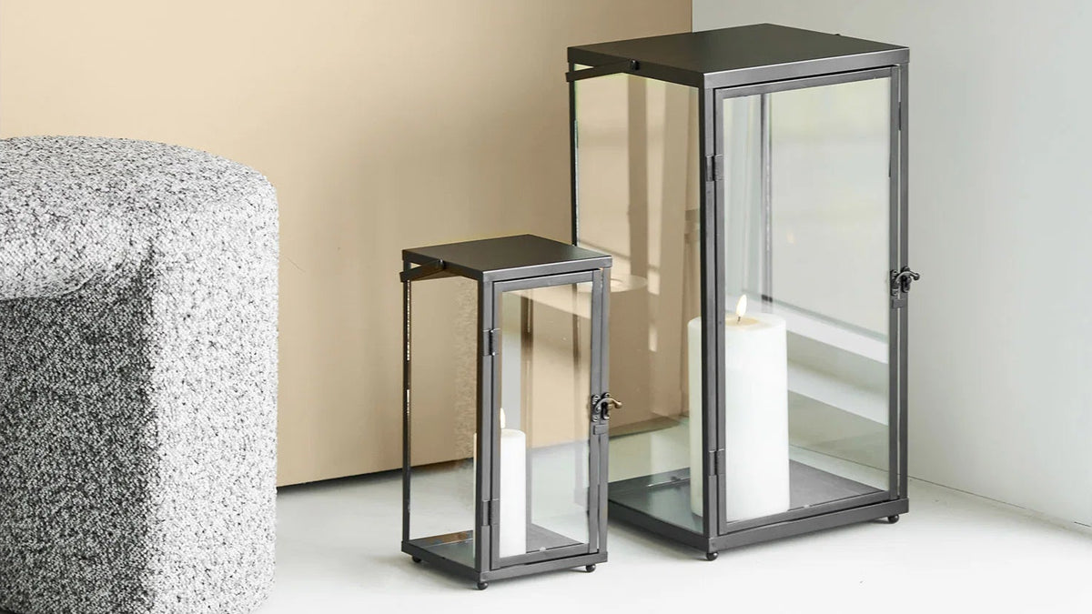 Set of 2 Felli lanterns - with black metal frame