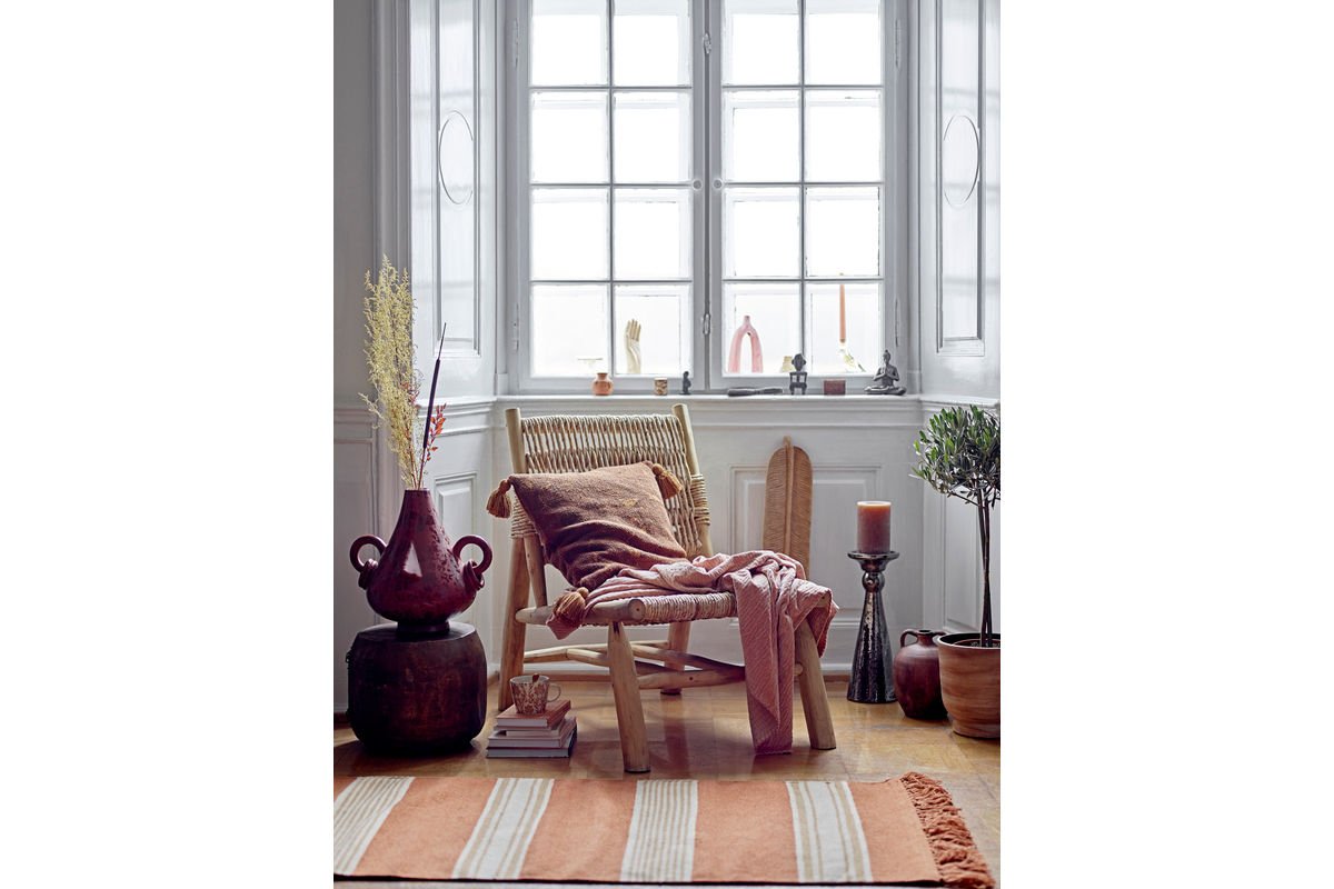 Tagesdecke Rosina – Quilt aus Baumwolle mit Velours in Rosé