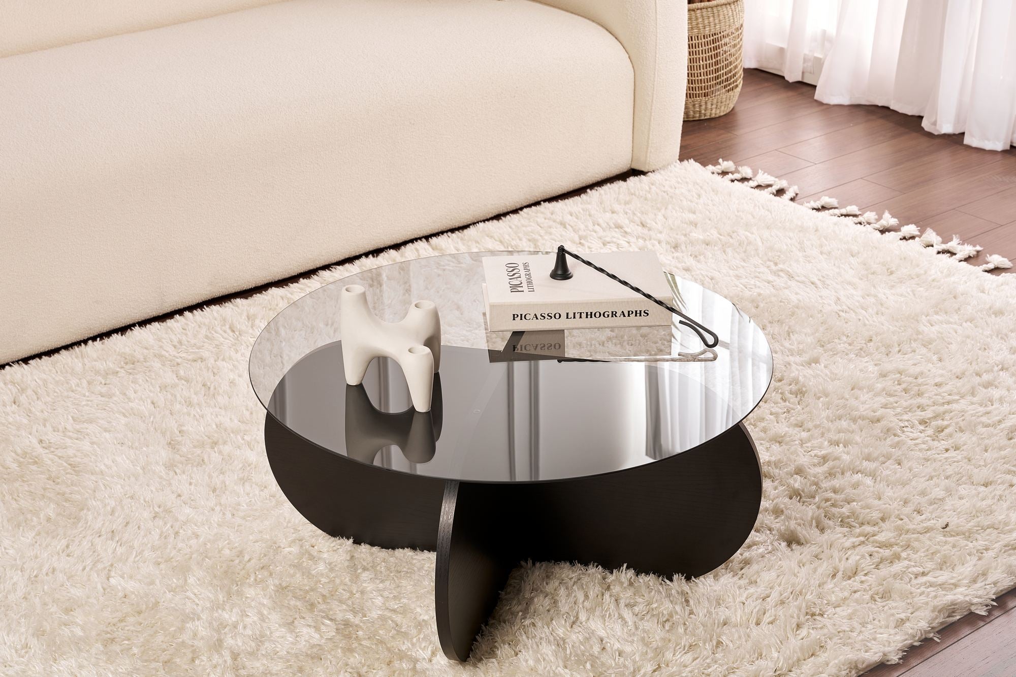 Rovida Coffee Table - with Round Glass Top in 2 Variants
