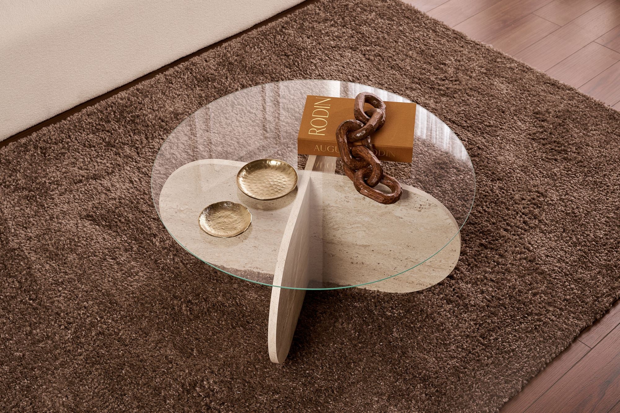 Rovida Coffee Table - with Round Glass Top in 2 Variants