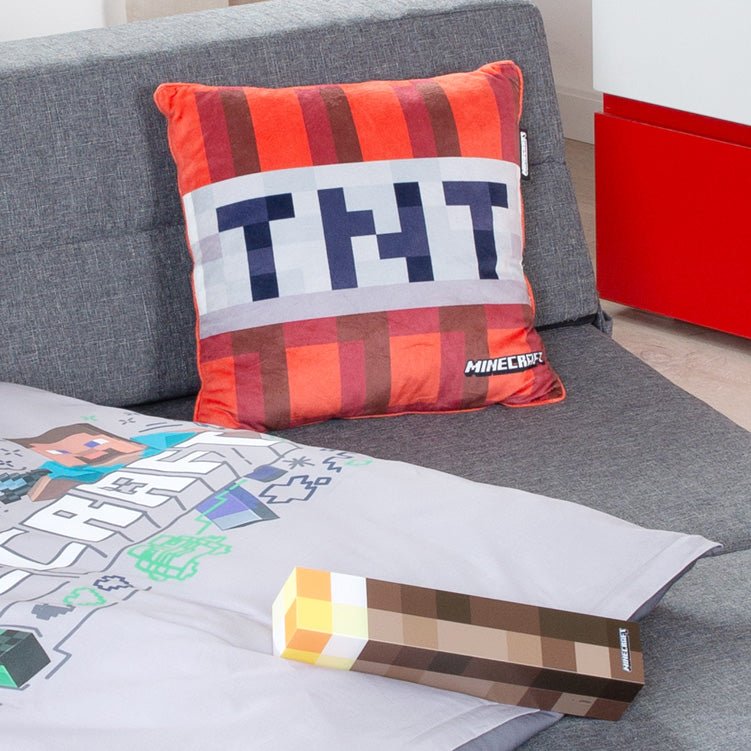 Minecraft Decorative Pillow "TNT Plush" – with Filling & Velvet Look