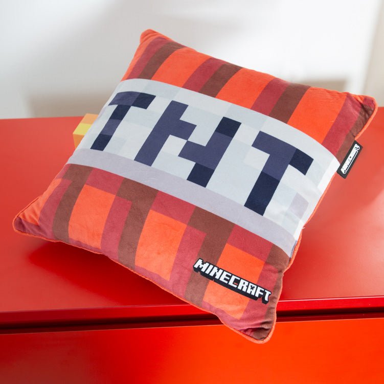 Minecraft Decorative Pillow "TNT Plush" – with Filling & Velvet Look