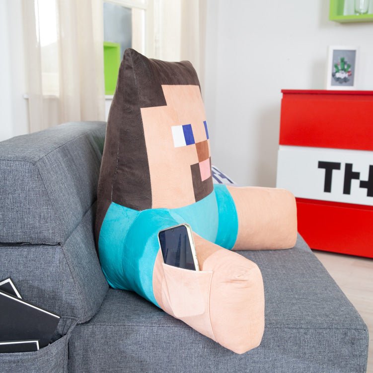 Minecraft Reading Pillow "Steve" – Relaxation Pillow with Back & Arm Support