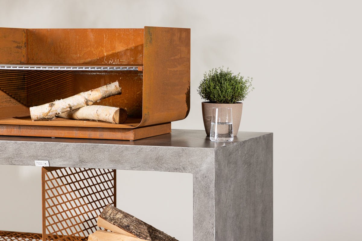 Outdoor Kitchen Sella - made of aluminum in Light Gray including grill