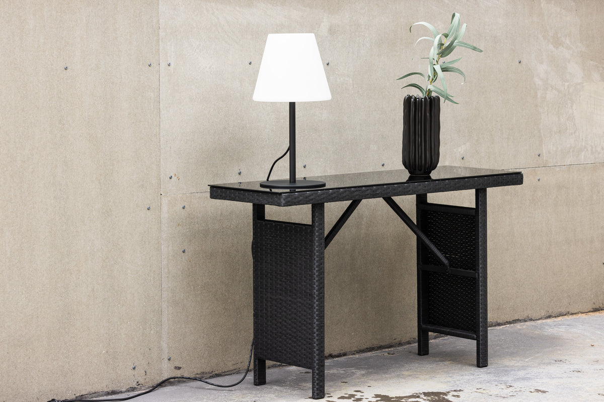 Garden Side Table Pandora - Made of Rattan and Glass in Black