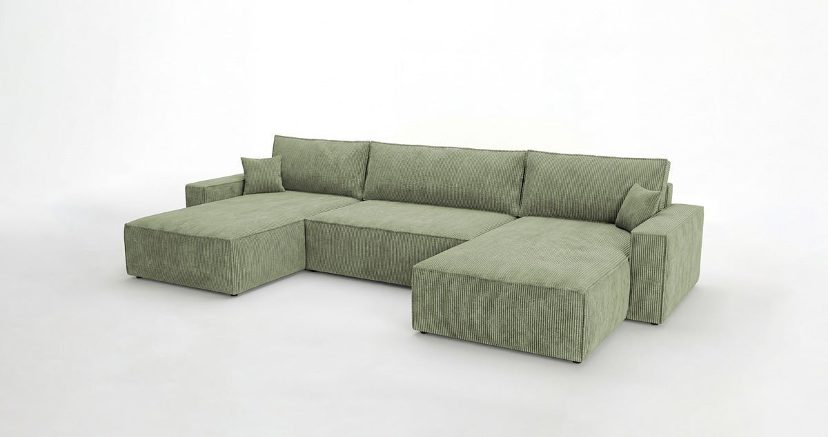Designer Sofa Vienna U mit Schlaffunktion und Stauraum in Cord