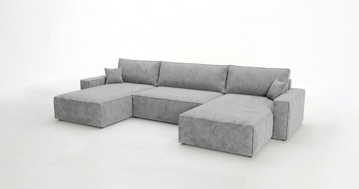 Designer Sofa Vienna U mit Schlaffunktion und Stauraum in Cord