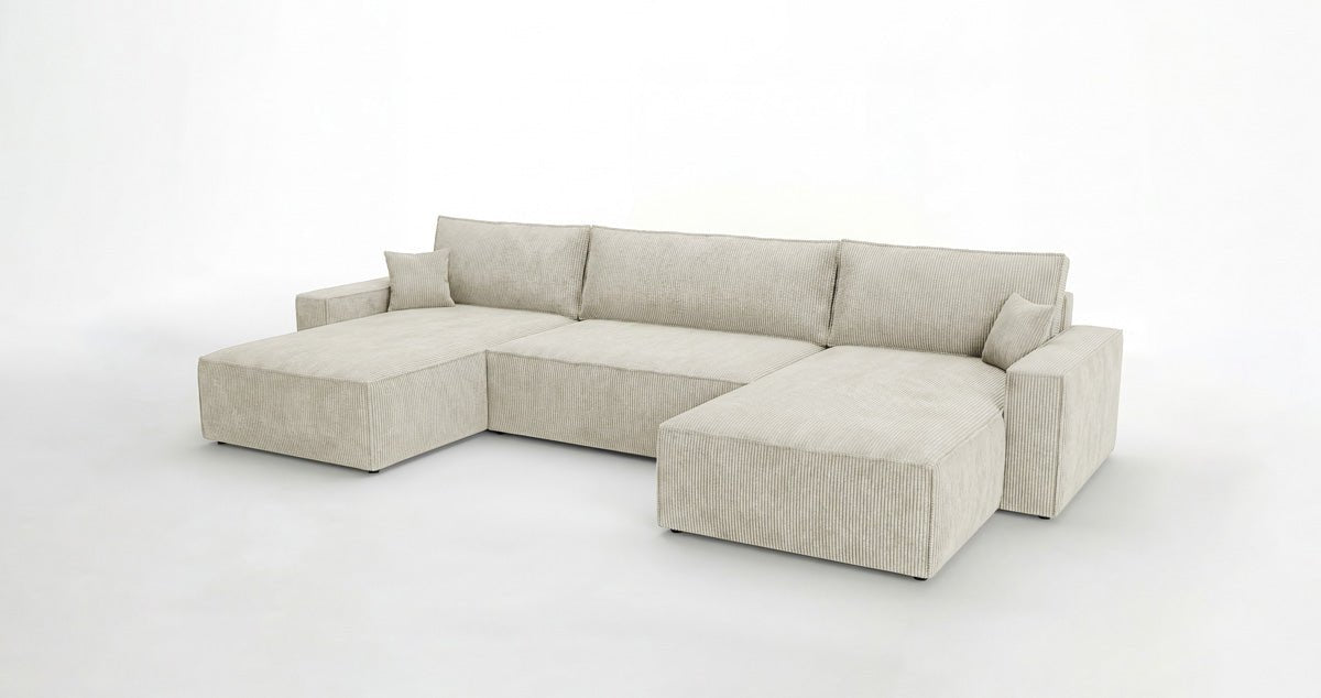 Designer Sofa Vienna U mit Schlaffunktion und Stauraum in Cord