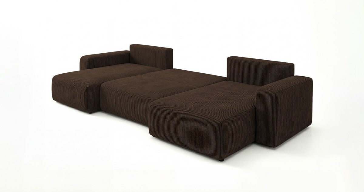 Designer Sofa Noma U mit Schlaffunktion und Stauraum in Cord