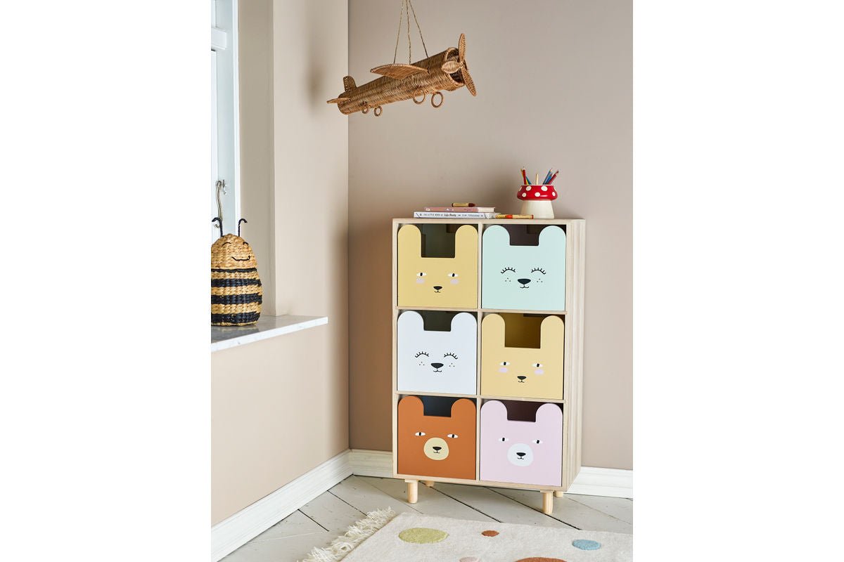 Kinder-Bücherregal „Linus“ mit Schubladen – Buntes Design