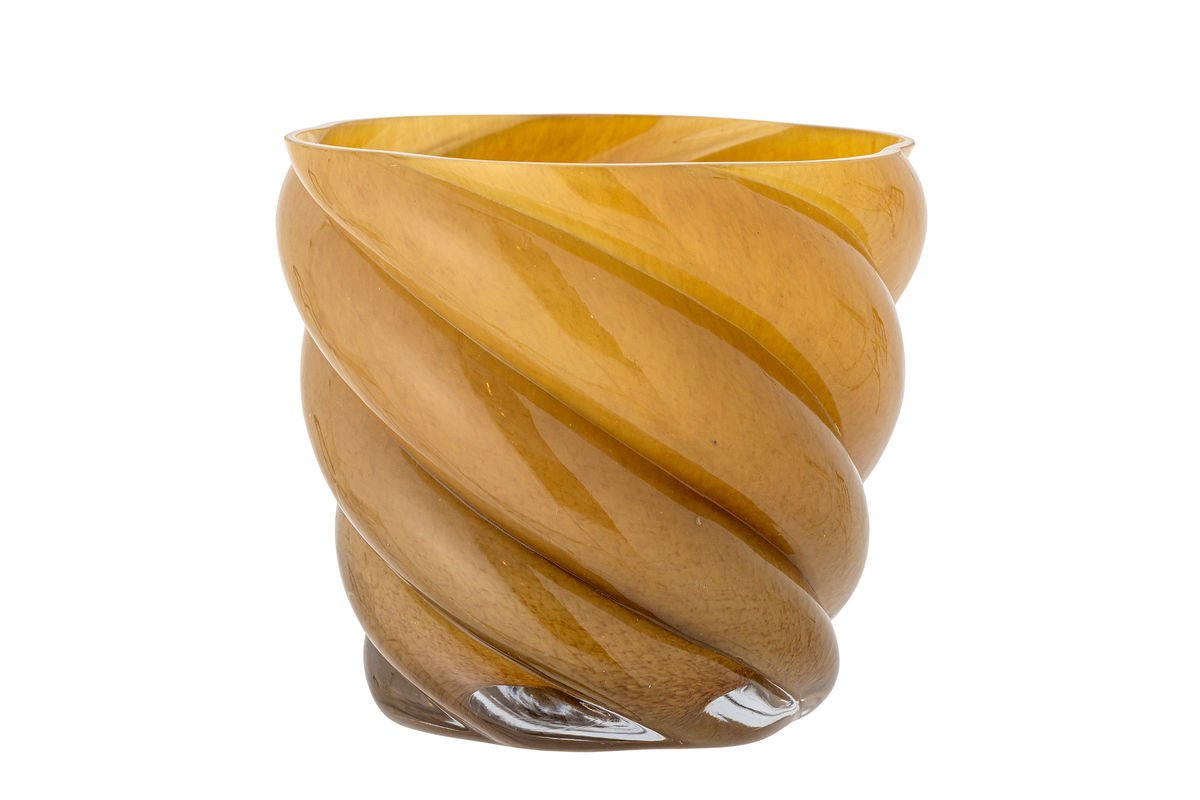 Flower Pot Solina – Mouth-Blown Glass in Warm Yellow
