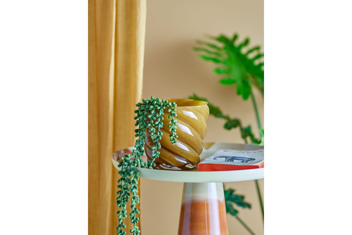 Flower Pot Solina – Mouth-Blown Glass in Warm Yellow