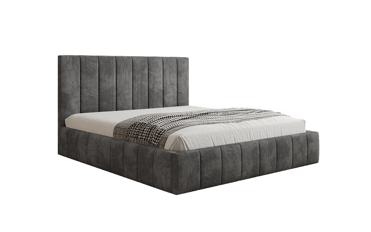 Designer upholstered bed Maja in Corduroy with storage