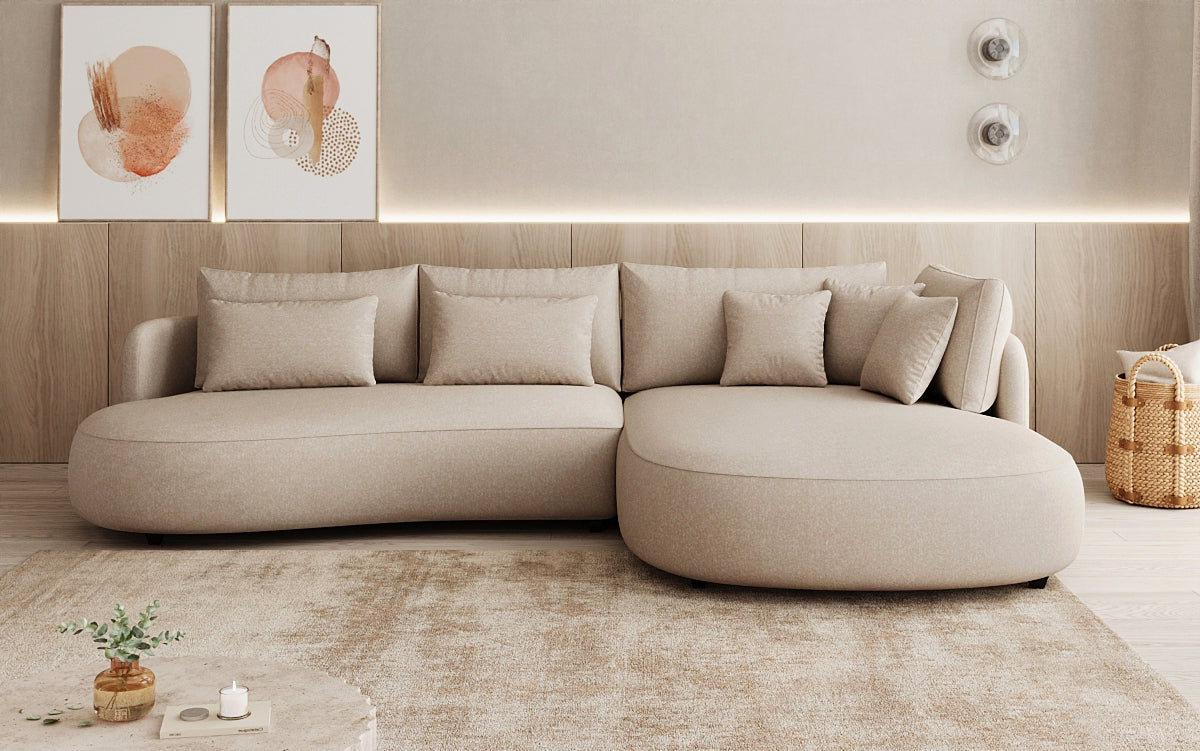 Designer corner sofa Ando Mini in textured fabric