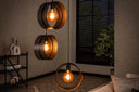 Pendant light Sorelia – Staggered with 3 lights and perforated ring lampshades in Anthracite