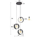 Pendant light Sorelia – Staggered with 3 lights and perforated ring lampshades in Anthracite