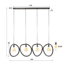Pendant light Vionara – 4 lights made of arctic black metal in an organic ring shape