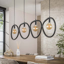 Pendant light Vionara – 4 lights made of arctic black metal in an organic ring shape