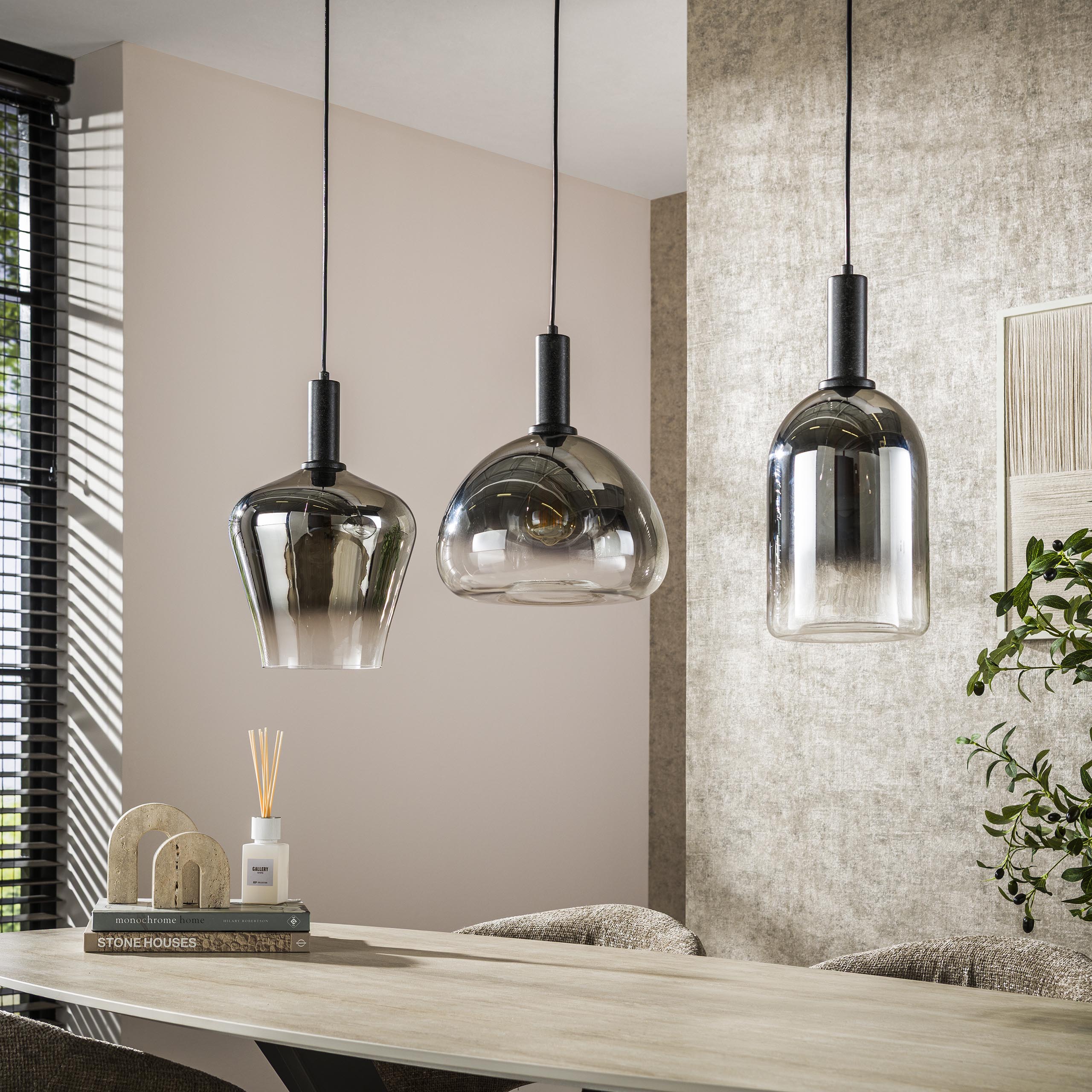 Pendant Lamp "Alveris" – Smoky Glass with Color Gradient in 3 Different Shapes