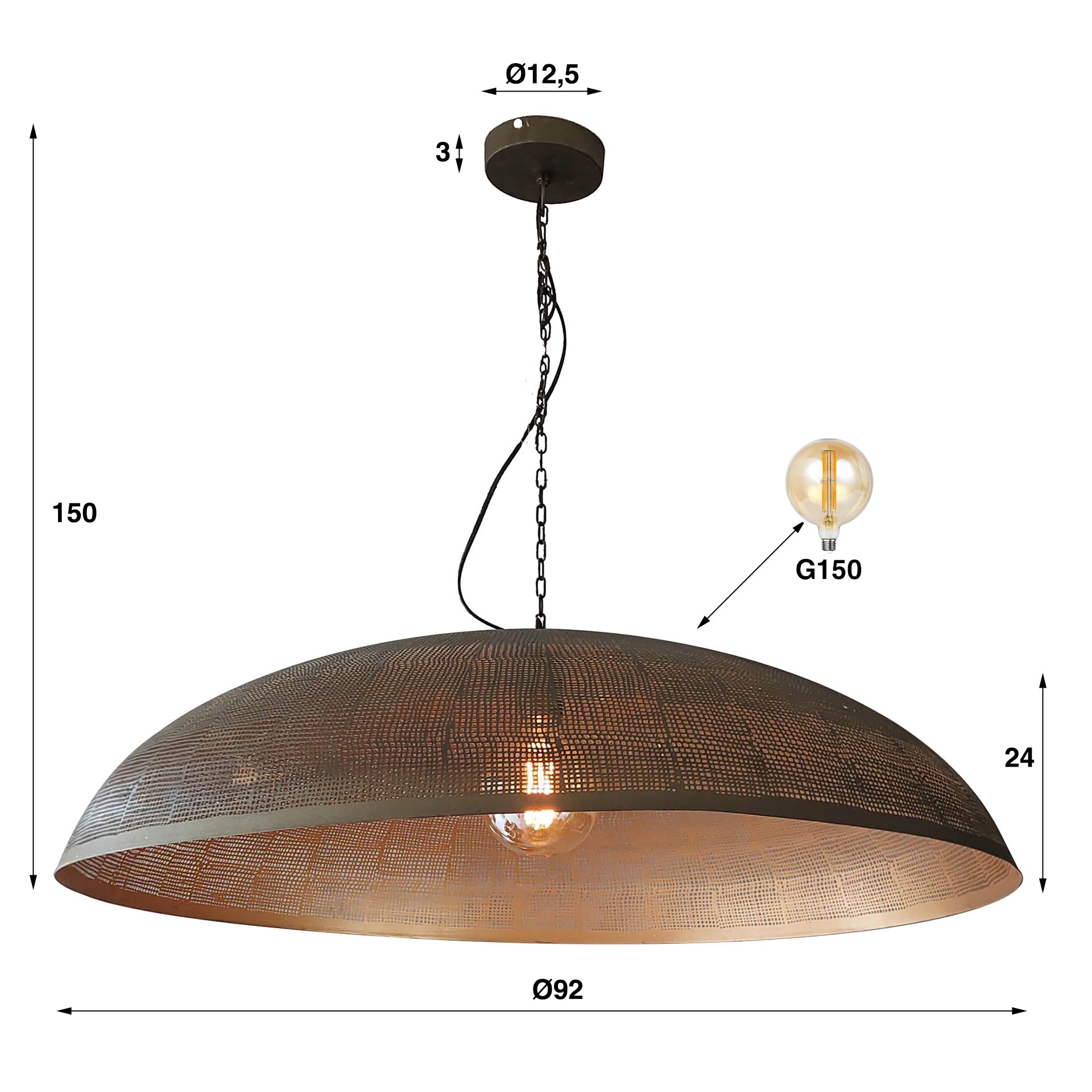 Pendant Light "Helia" – With Antique Bronze Metal Finish
