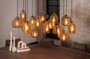 Pendelleuchte "Solaro" – mit 15 Leuchten im Rib-Glass Design und Bernsteinfarben