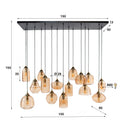 Pendelleuchte "Solaro" – mit 15 Leuchten im Rib-Glass Design und Bernsteinfarben