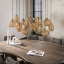 Pendelleuchte "Solaro" – mit 15 Leuchten im Rib-Glass Design und Bernsteinfarben