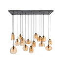 Pendelleuchte "Solaro" – mit 15 Leuchten im Rib-Glass Design und Bernsteinfarben
