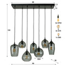 Pendelleuchte Aurelia – mit 7 Leuchten im Rauchglas-Design und Metall Armatur