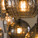 Pendelleuchte Aurelia – mit 7 Leuchten im Rauchglas-Design und Metall Armatur